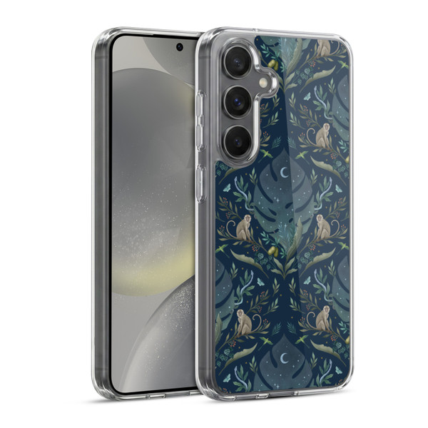 Episodic Drawing Art Monkey Tropical Light Pattern Soft Gel Case for Samsung Galaxy S24 5G & MagSafe