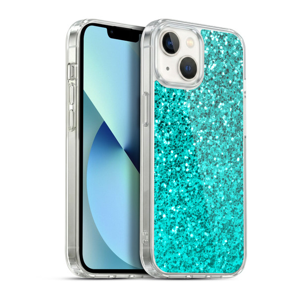 PLdesign Sparkle Prints Aqua Blue Soft Gel Case for Apple iPhone 13