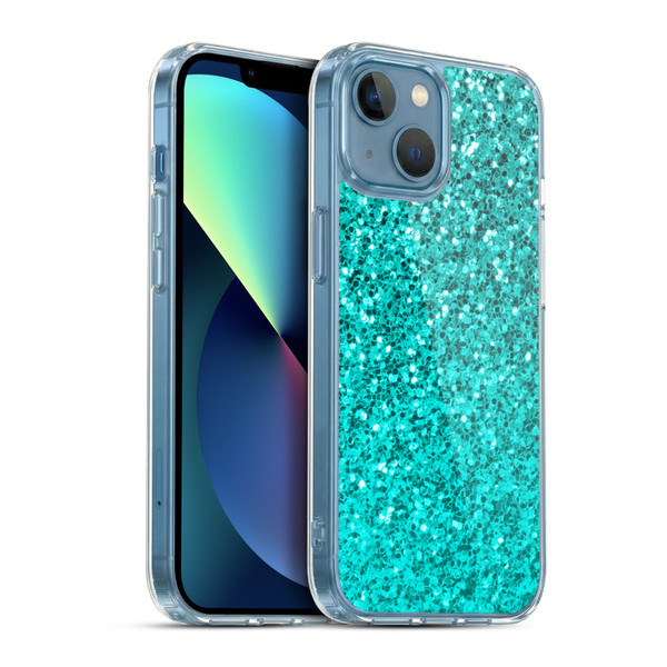 PLdesign Sparkle Prints Aqua Blue Soft Gel Case for Apple iPhone 13 Mini & MagSafe
