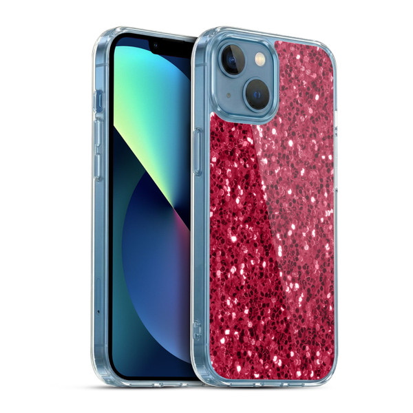 PLdesign Sparkle Prints Dark Pink Red Soft Gel Case for Apple iPhone 13 Mini & MagSafe
