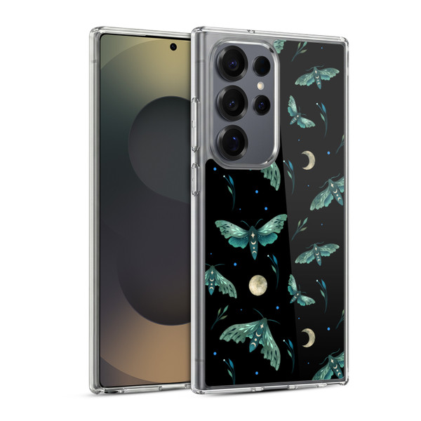 Episodic Drawing Art Lime Hawk Moth Pattern Soft Gel Case for Samsung Galaxy S25 Ultra & MagSafe