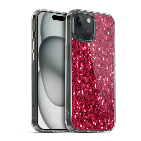 PLdesign Sparkle Prints Dark Pink Red Soft Gel Case for Apple iPhone 15 & MagSafe