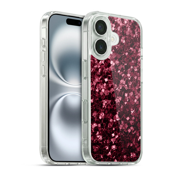 PLdesign Sparkle Prints Burgundy Red Soft Gel Case for Apple iPhone 16 & MagSafe