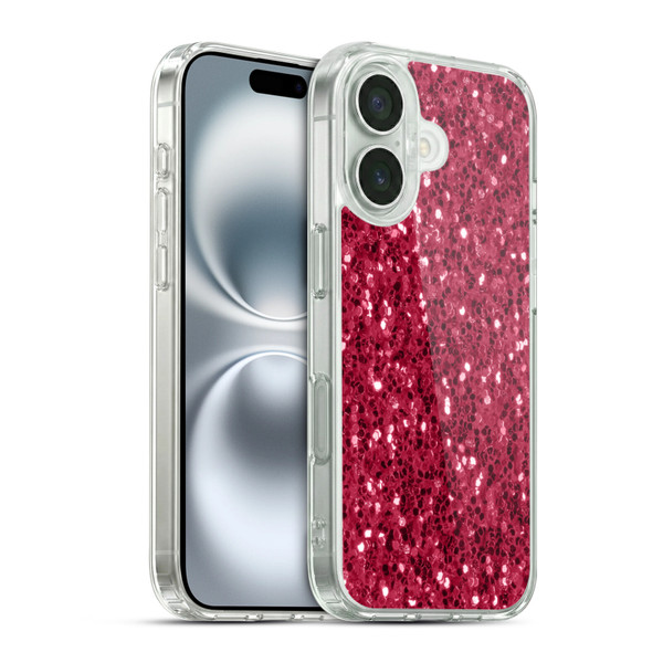PLdesign Sparkle Prints Dark Pink Red Soft Gel Case for Apple iPhone 16 & MagSafe