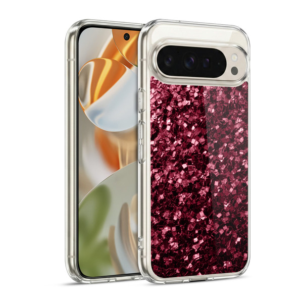 PLdesign Sparkle Prints Burgundy Red Soft Gel Case for Google Pixel 9 / Pixel 9 Pro