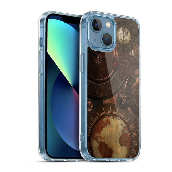 Simone Gatterwe Steampunk Clocks And Gears Soft Gel Case for Apple iPhone 13 Mini & MagSafe