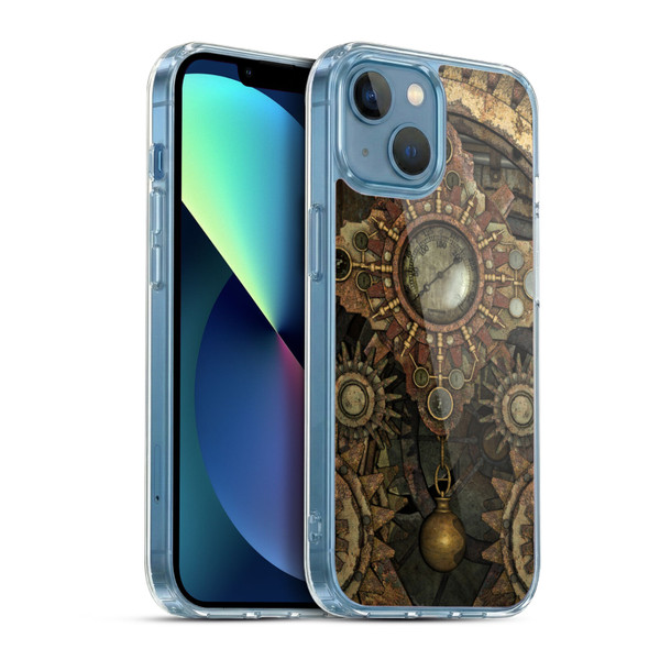 Simone Gatterwe Steampunk Rusty Vintage Gears Soft Gel Case for Apple iPhone 13 Mini & MagSafe