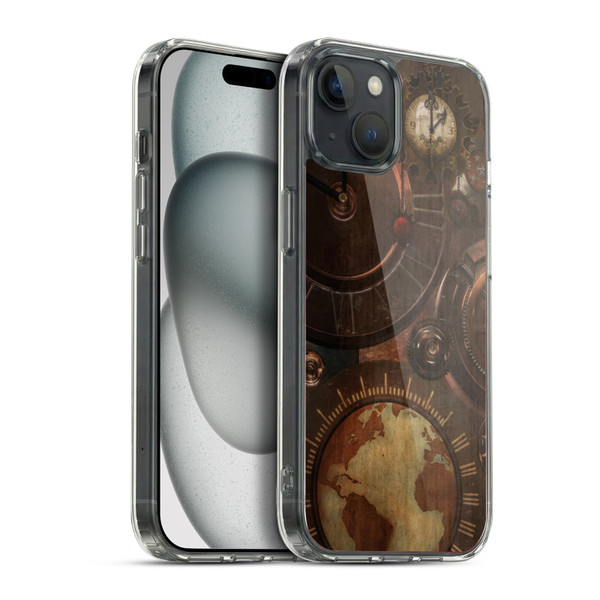 Simone Gatterwe Steampunk Clocks And Gears Soft Gel Case for Apple iPhone 15 Plus & MagSafe