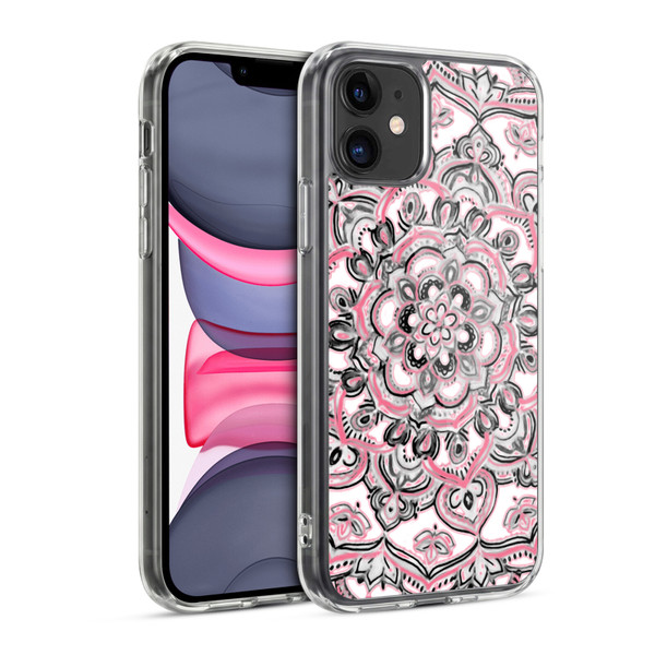 Micklyn Le Feuvre Floral Patterns Monochrome And Pink Soft Gel Case for Apple iPhone 11
