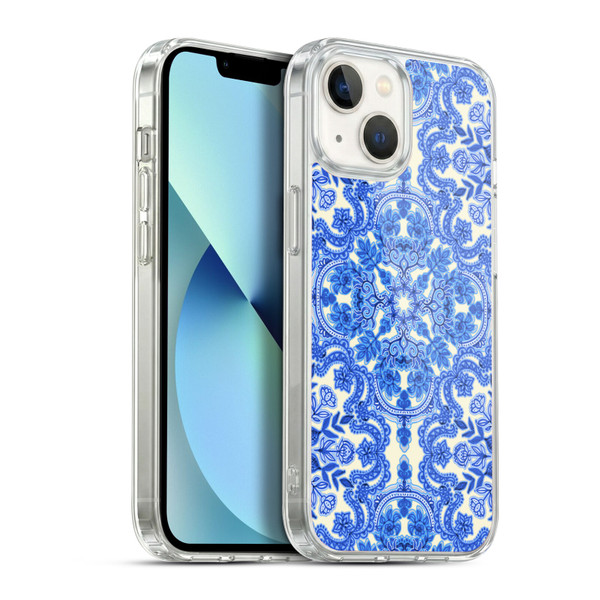 Micklyn Le Feuvre Floral Patterns Cobalt Blue And White Soft Gel Case for Apple iPhone 13