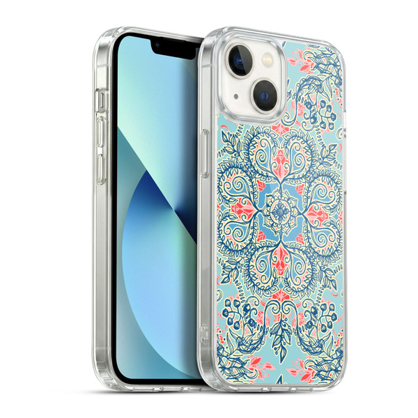Micklyn Le Feuvre Floral Patterns Red And Blue Soft Gel Case for Apple iPhone 13