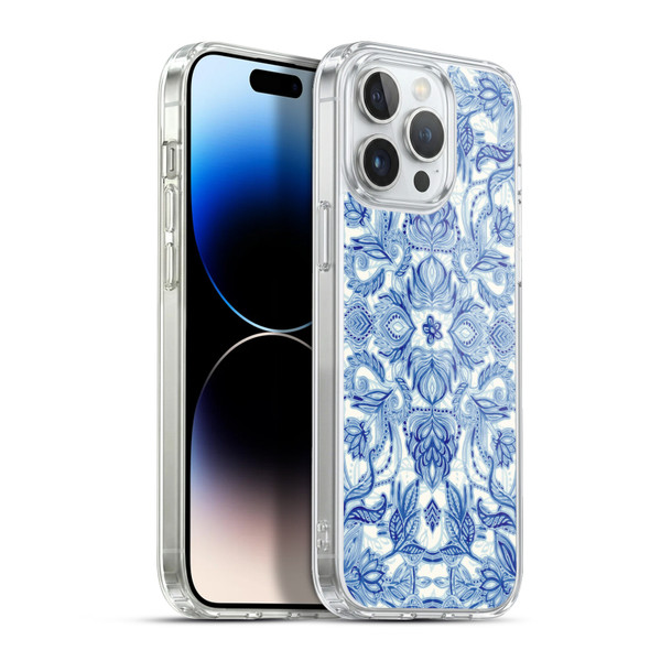Micklyn Le Feuvre Floral Patterns Denim Blues Soft Gel Case for Apple iPhone 13 Pro Max & MagSafe
