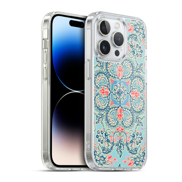 Micklyn Le Feuvre Floral Patterns Red And Blue Soft Gel Case for Apple iPhone 13 Pro & MagSafe
