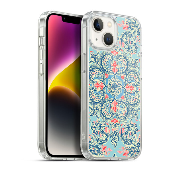 Micklyn Le Feuvre Floral Patterns Red And Blue Soft Gel Case for Apple iPhone 14