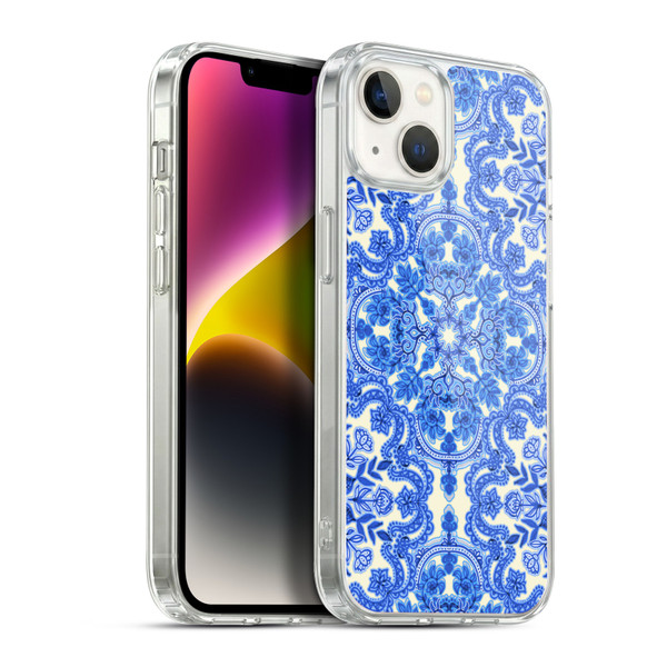 Micklyn Le Feuvre Floral Patterns Cobalt Blue And White Soft Gel Case for Apple iPhone 14 Plus & MagSafe