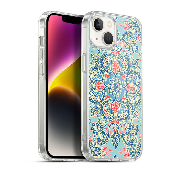 Micklyn Le Feuvre Floral Patterns Red And Blue Soft Gel Case for Apple iPhone 14 Plus & MagSafe
