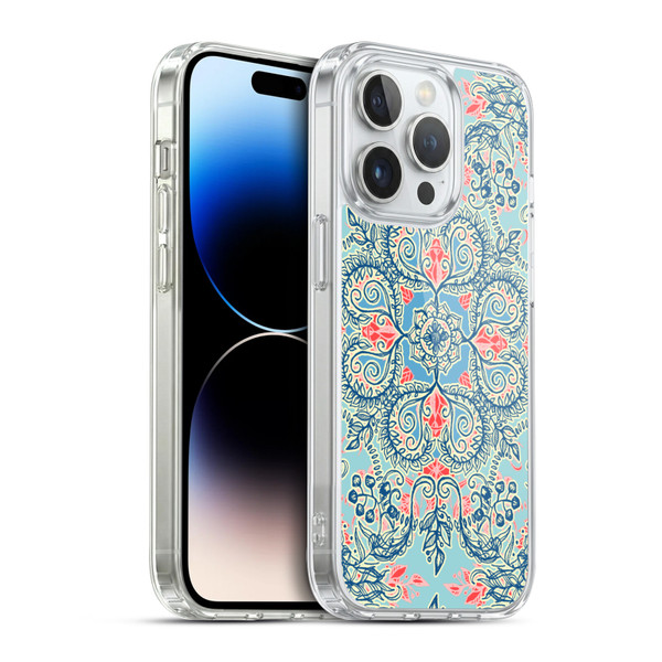 Micklyn Le Feuvre Floral Patterns Red And Blue Soft Gel Case for Apple iPhone 14 Pro & MagSafe