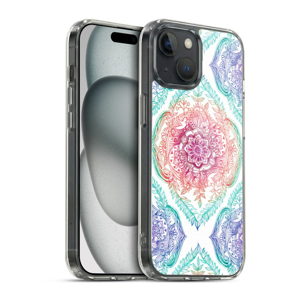 Micklyn Le Feuvre Floral Patterns Indian Ink Rainbow Version Soft Gel Case for Apple iPhone 15 & MagSafe