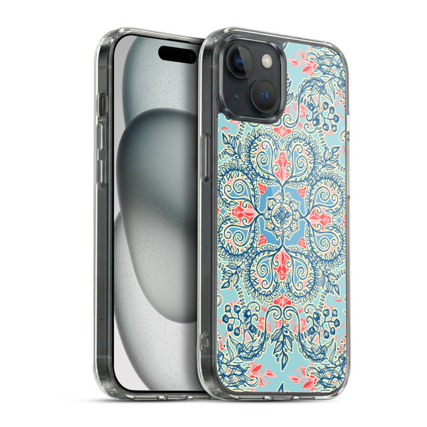 Micklyn Le Feuvre Floral Patterns Red And Blue Soft Gel Case for Apple iPhone 15 Plus & MagSafe