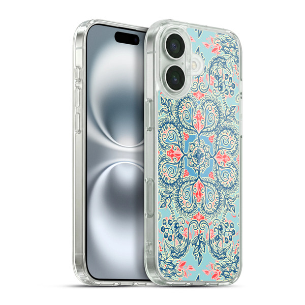 Micklyn Le Feuvre Floral Patterns Red And Blue Soft Gel Case for Apple iPhone 16 Plus & MagSafe
