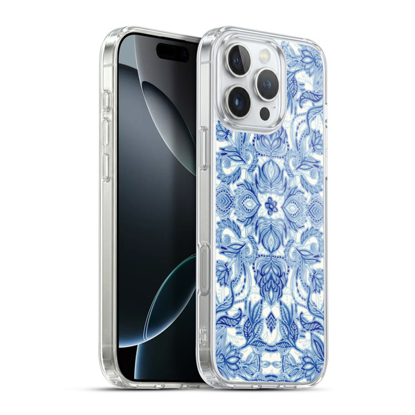 Micklyn Le Feuvre Floral Patterns Denim Blues Soft Gel Case for Apple iPhone 16 Pro Max & MagSafe