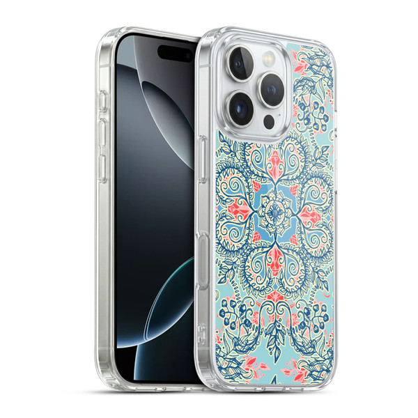 Micklyn Le Feuvre Floral Patterns Red And Blue Soft Gel Case for Apple iPhone 16 Pro & MagSafe