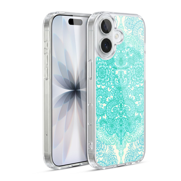 Micklyn Le Feuvre Floral Patterns Mint Green And Aqua Soft Gel Case for Apple iPhone 17