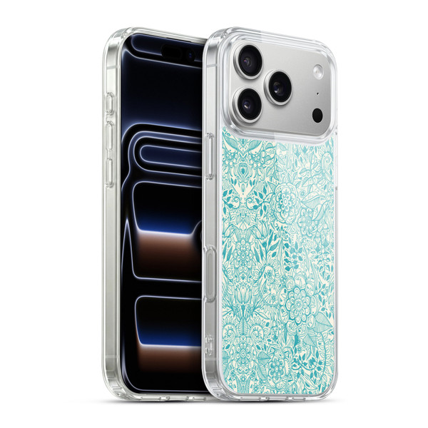Micklyn Le Feuvre Floral Patterns Teal And Cream Soft Gel Case for Apple iPhone 17 Pro Max