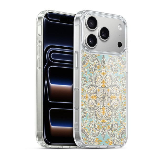 Micklyn Le Feuvre Floral Patterns Grey And Yellow Soft Gel Case for Apple iPhone 17 Pro