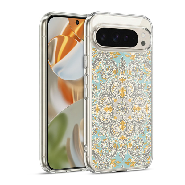 Micklyn Le Feuvre Floral Patterns Grey And Yellow Soft Gel Case for Google Pixel 9 / Pixel 9 Pro