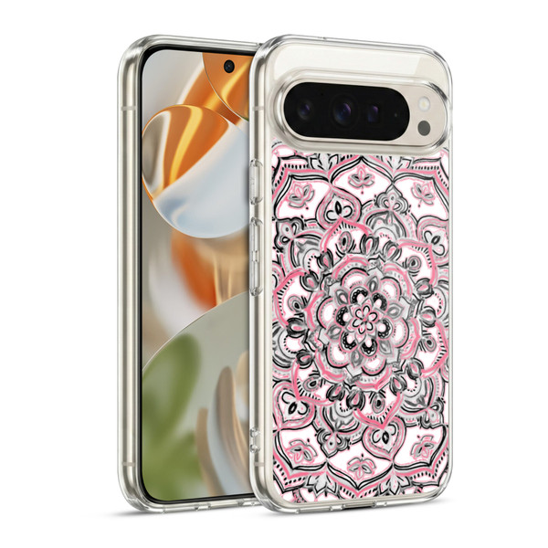 Micklyn Le Feuvre Floral Patterns Monochrome And Pink Soft Gel Case for Google Pixel 9 / Pixel 9 Pro