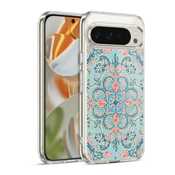 Micklyn Le Feuvre Floral Patterns Red And Blue Soft Gel Case for Google Pixel 9 / Pixel 9 Pro