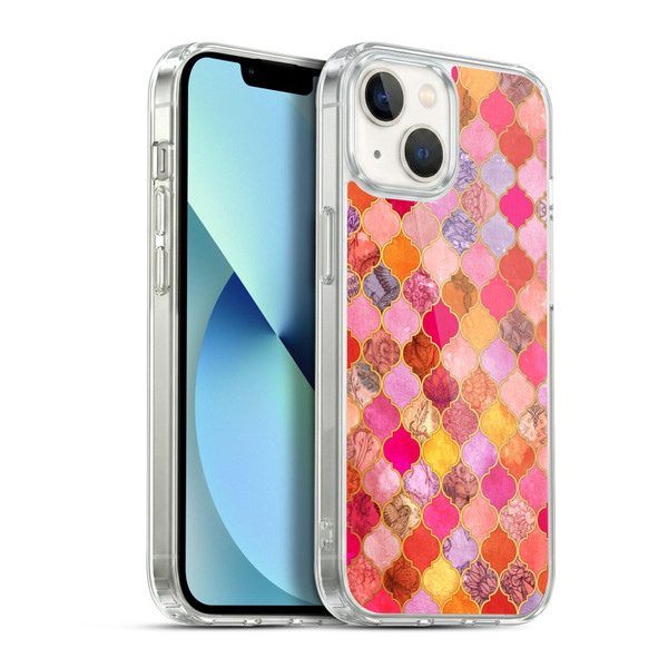 Micklyn Le Feuvre Moroccan Hot Pink and Orange Soft Gel Case for Apple iPhone 13