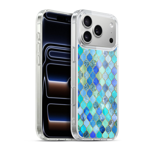 Micklyn Le Feuvre Moroccan Aqua and Gold Soft Gel Case for Apple iPhone 17 Pro Max