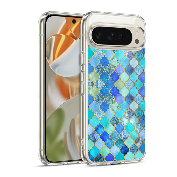 Micklyn Le Feuvre Moroccan Aqua and Gold Soft Gel Case for Google Pixel 9 / Pixel 9 Pro