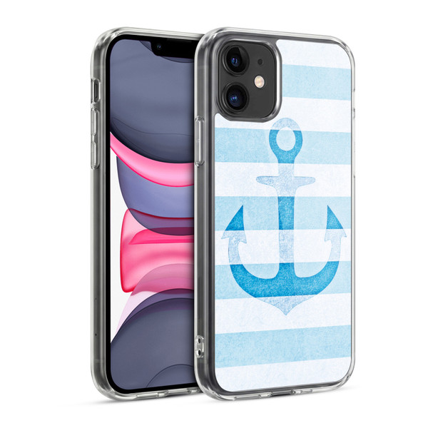 Monika Strigel Vintage Anchors Blue Soft Gel Case for Apple iPhone 11
