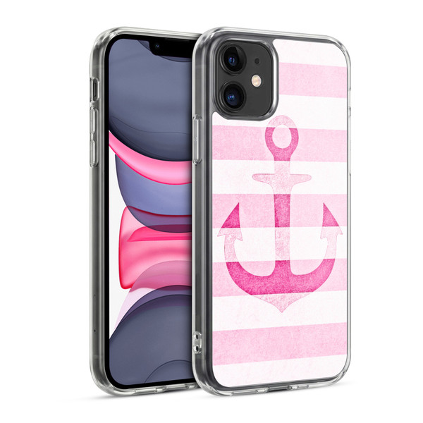 Monika Strigel Vintage Anchors Pink Soft Gel Case for Apple iPhone 11