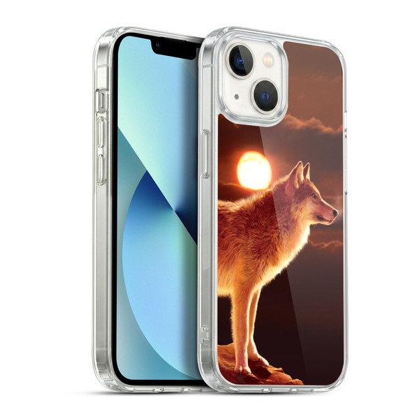 Vincent Hie Animals Sunset Wolf Soft Gel Case for Apple iPhone 13