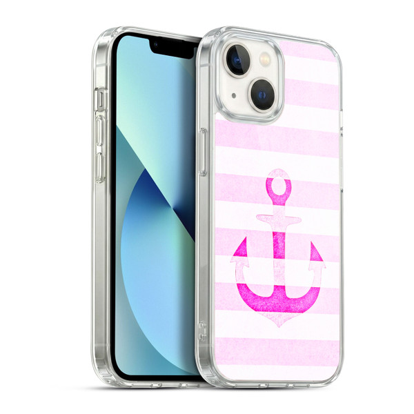 Monika Strigel Vintage Anchors Neon Pink Soft Gel Case for Apple iPhone 13