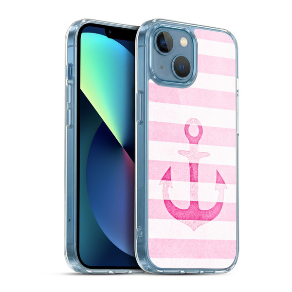 Monika Strigel Vintage Anchors Pink Soft Gel Case for Apple iPhone 13 Mini & MagSafe