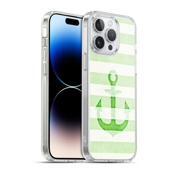 Monika Strigel Vintage Anchors Green Soft Gel Case for Apple iPhone 14 Pro Max & MagSafe