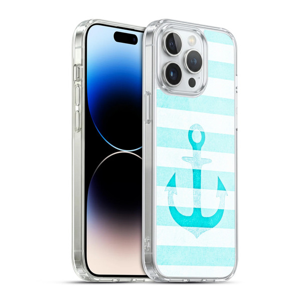 Monika Strigel Vintage Anchors Aqua Soft Gel Case for Apple iPhone 14 Pro Max & MagSafe