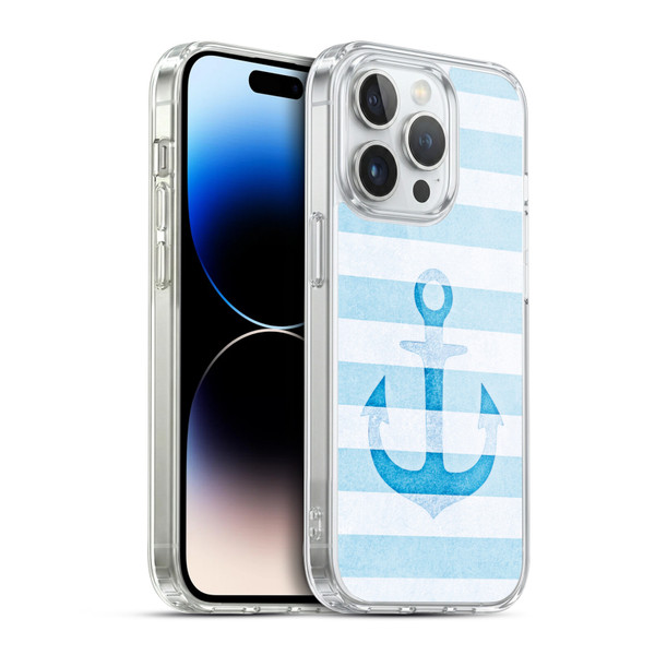 Monika Strigel Vintage Anchors Blue Soft Gel Case for Apple iPhone 14 Pro & MagSafe