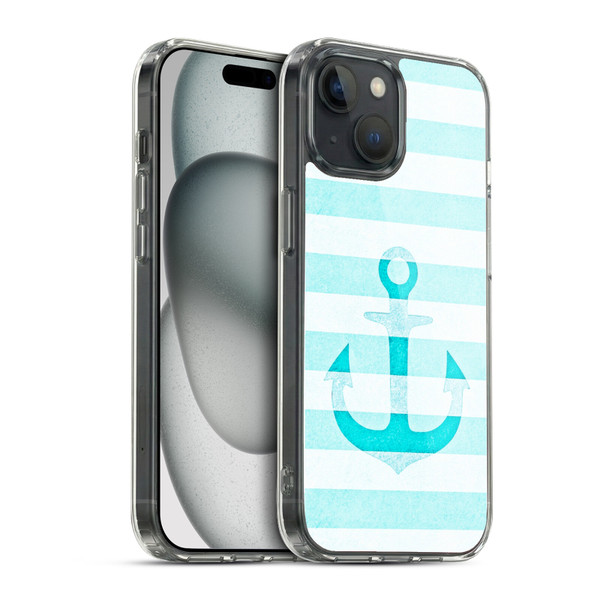 Monika Strigel Vintage Anchors Aqua Soft Gel Case for Apple iPhone 15 & MagSafe