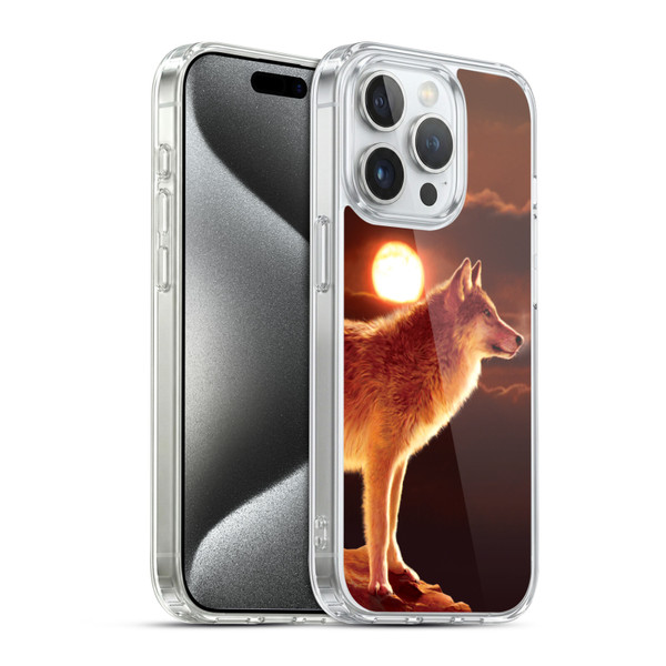 Vincent Hie Animals Sunset Wolf Soft Gel Case for Apple iPhone 15 Pro & MagSafe
