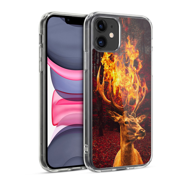 Dave Loblaw Animals Fire Deer Forest Soft Gel Case for Apple iPhone 11
