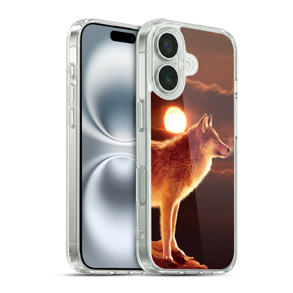 Vincent Hie Animals Sunset Wolf Soft Gel Case for Apple iPhone 16 & MagSafe