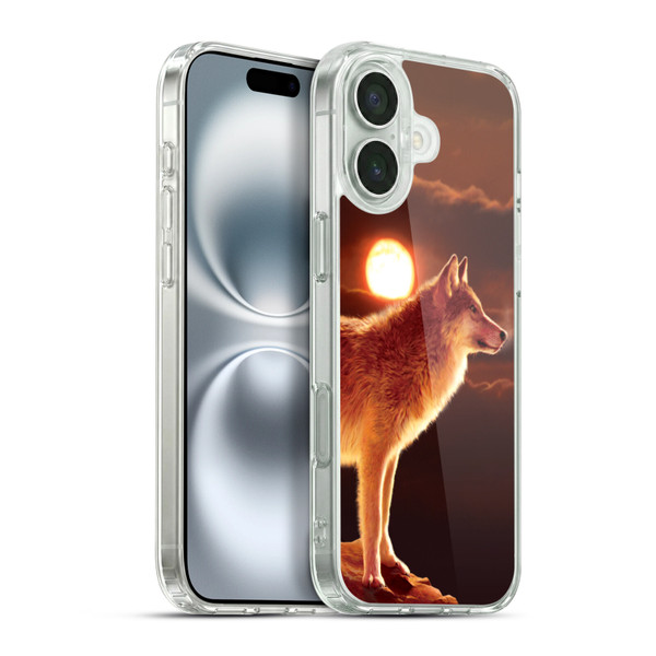 Vincent Hie Animals Sunset Wolf Soft Gel Case for Apple iPhone 16 Plus & MagSafe