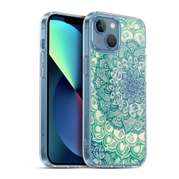 Micklyn Le Feuvre Mandala 3 Emerald Doodle Soft Gel Case for Apple iPhone 13 Mini & MagSafe