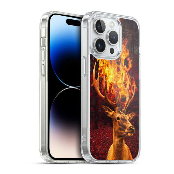 Dave Loblaw Animals Fire Deer Forest Soft Gel Case for Apple iPhone 14 Pro & MagSafe